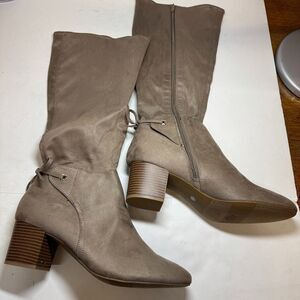 Charter Club Womens 11 M Light Taupe Zip Up Riding Boots DISPLAY HC4